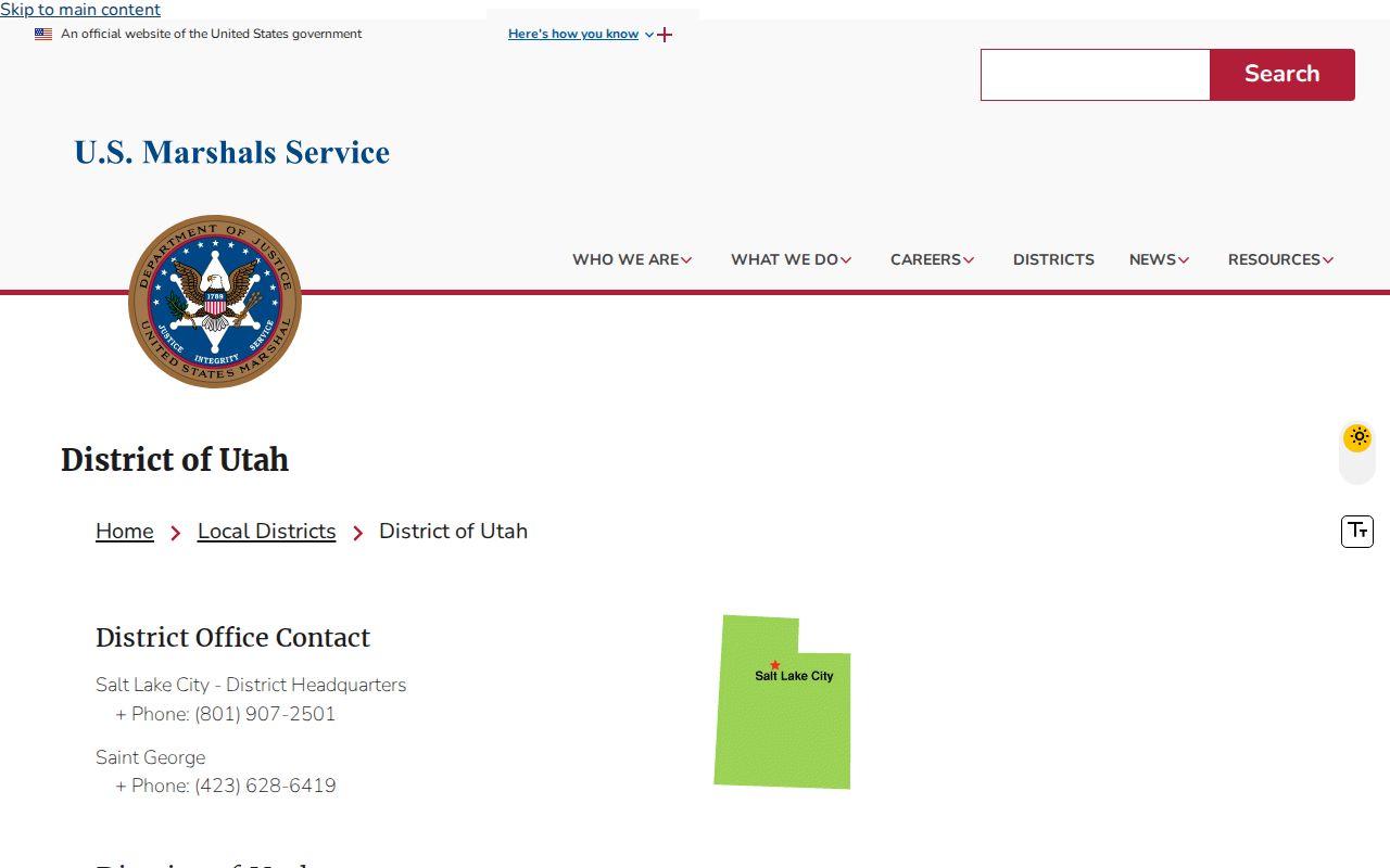 U.S. Marshals Service District of Utah fugitive operations information